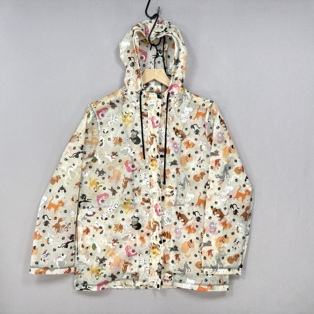Disney Parks Reigning Cats and Dogs Rain Jacket Medium Raincoat Translucent